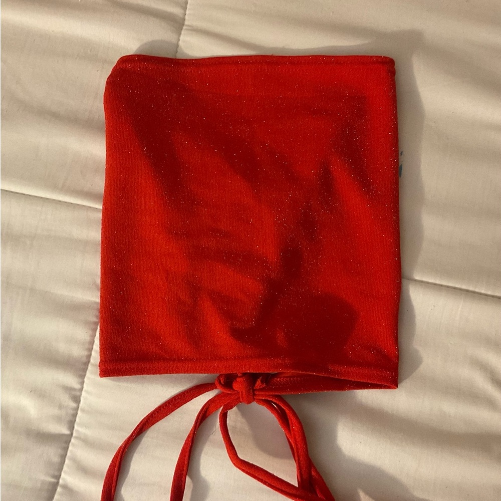 Red Sparkly Glitter Tube Top (ROMWE)